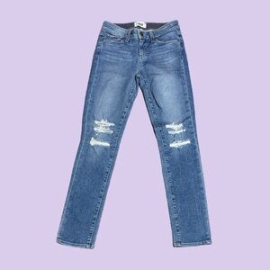 PAIGE Skyline Ankle Peg Skinny Jeans Distressed Blue Sz 26